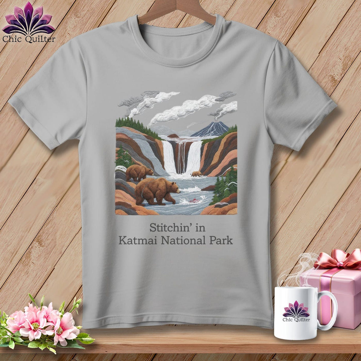 MyDesigns Physical Item S / Athletic Heather Stitchin' in Katmai National Park and Preserve ~ Relaxed Fit Tee