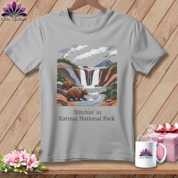 MyDesigns Physical Item S / Athletic Heather Stitchin' in Katmai National Park and Preserve ~ Relaxed Fit Tee