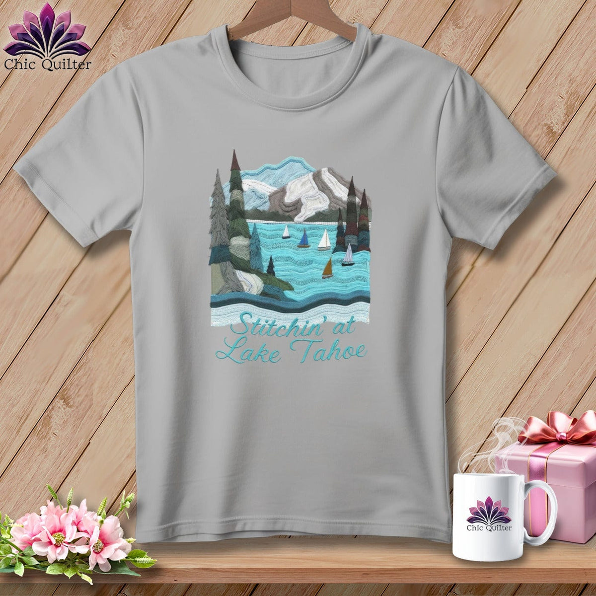 MyDesigns Physical Item S / Athletic Heather Stitchin' in Lake Tahoe ~ Relaxed Fit Tee