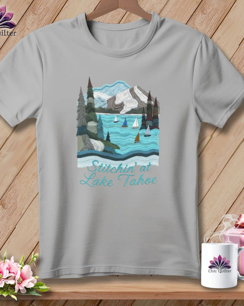 MyDesigns Physical Item S / Athletic Heather Stitchin' in Lake Tahoe ~ Relaxed Fit Tee