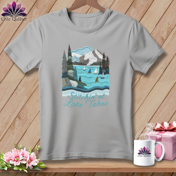 MyDesigns Physical Item S / Athletic Heather Stitchin' in Lake Tahoe ~ Relaxed Fit Tee