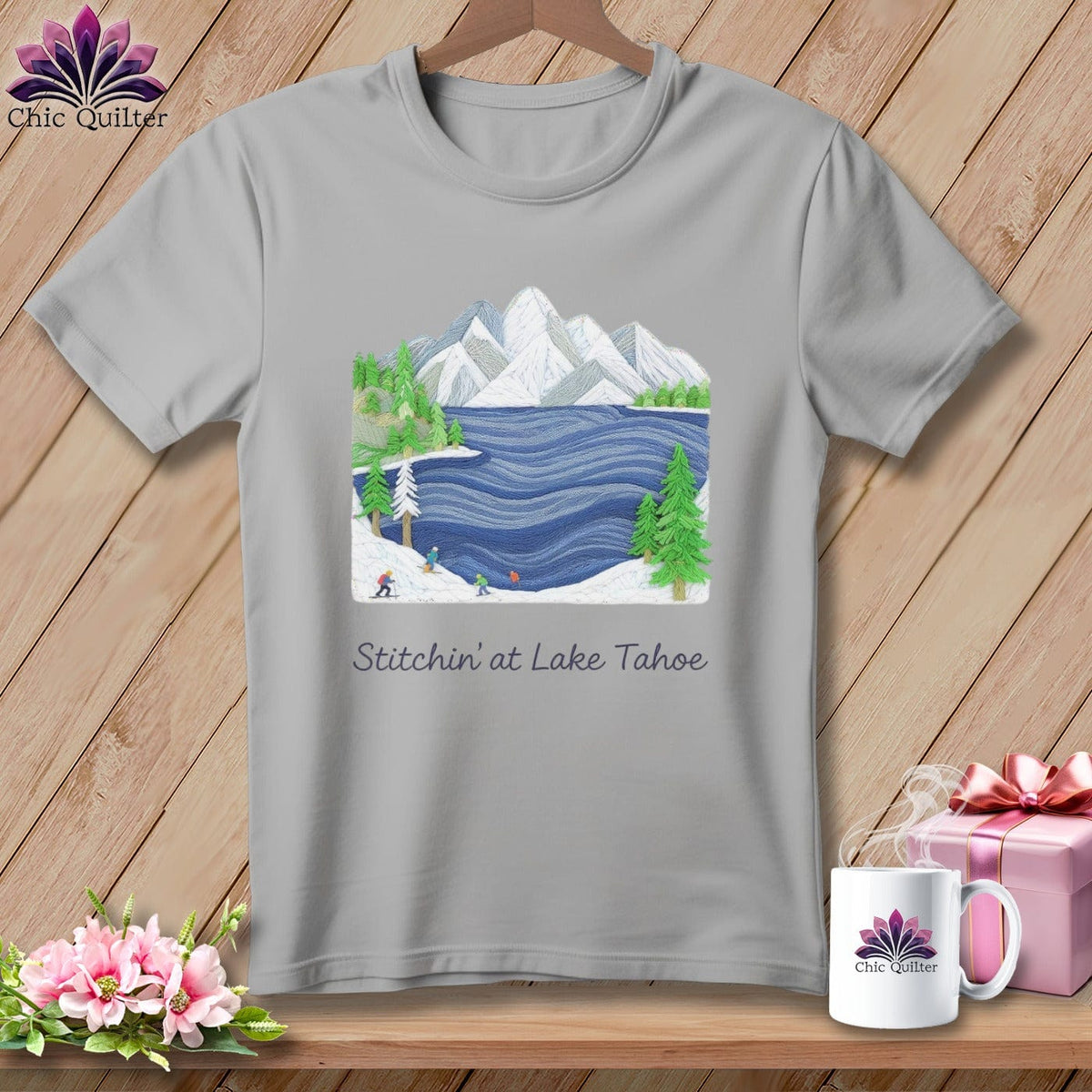 MyDesigns Physical Item S / Athletic Heather Stitchin' in Lake Tahoe ~ Relaxed Fit Tee