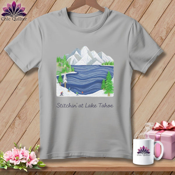 MyDesigns Physical Item S / Athletic Heather Stitchin' in Lake Tahoe ~ Relaxed Fit Tee