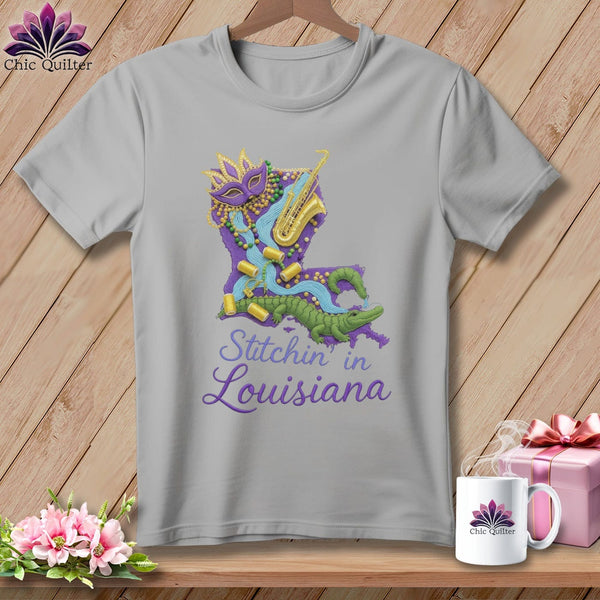 MyDesigns Physical Item S / Athletic Heather Stitchin' in Louisiana ~ Relaxed Fit Tee