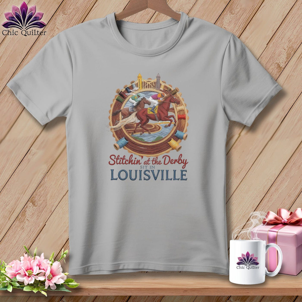 MyDesigns Physical Item S / Athletic Heather Stitchin' in Louisville ~ Relaxed Fit Tee