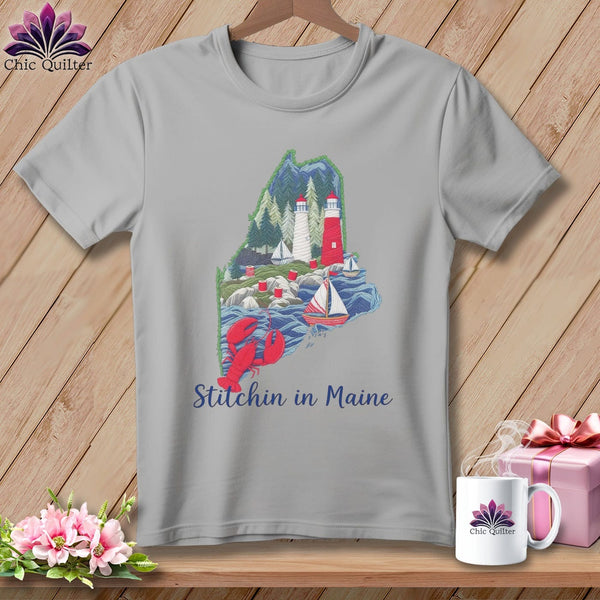 MyDesigns Physical Item S / Athletic Heather Stitchin' in Maine ~ Relaxed Fit Tee