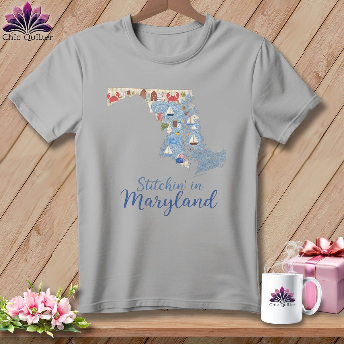 MyDesigns Physical Item S / Athletic Heather Stitchin' in Maryland ~ Relaxed Fit Tee