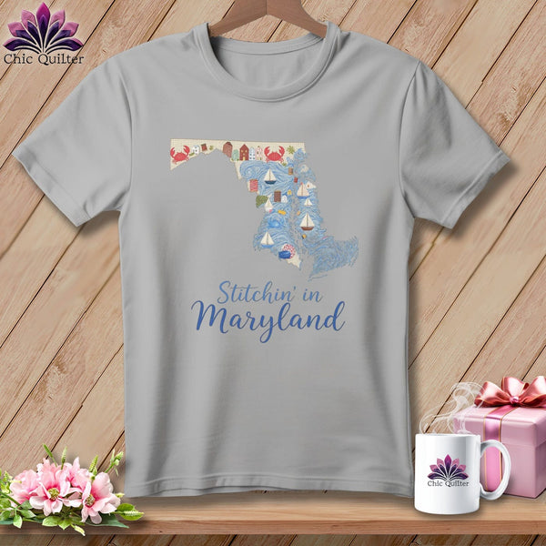 MyDesigns Physical Item S / Athletic Heather Stitchin' in Maryland ~ Relaxed Fit Tee