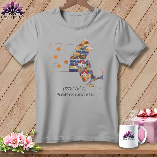 MyDesigns Physical Item S / Athletic Heather Stitchin' in Massachusetts ~ Relaxed Fit Tee