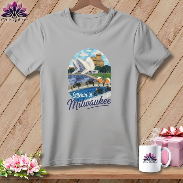 MyDesigns Physical Item S / Athletic Heather Stitchin' in Milwaukee ~ Relaxed Fit Tee