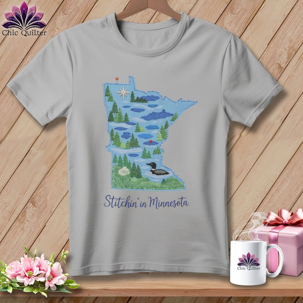 MyDesigns Physical Item S / Athletic Heather Stitchin' in Minnesota ~ Relaxed Fit Tee