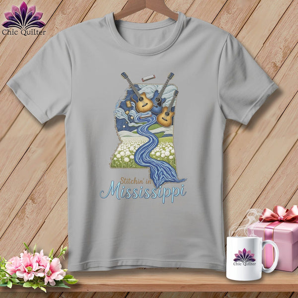 MyDesigns Physical Item S / Athletic Heather Stitchin' in Mississippi ~ Relaxed Fit Tee