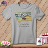 MyDesigns Physical Item S / Athletic Heather Stitchin' in Montana ~ Relaxed Fit Tee