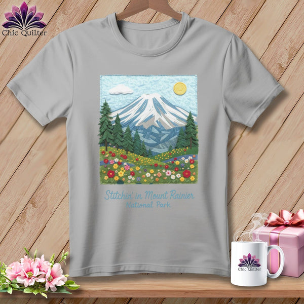 MyDesigns Physical Item S / Athletic Heather Stitchin' in Mount Rainier National Park ~ Relaxed Fit Tee