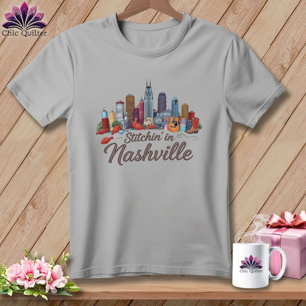 MyDesigns Physical Item S / Athletic Heather Stitchin' in Nashville ~ Relaxed Fit Tee