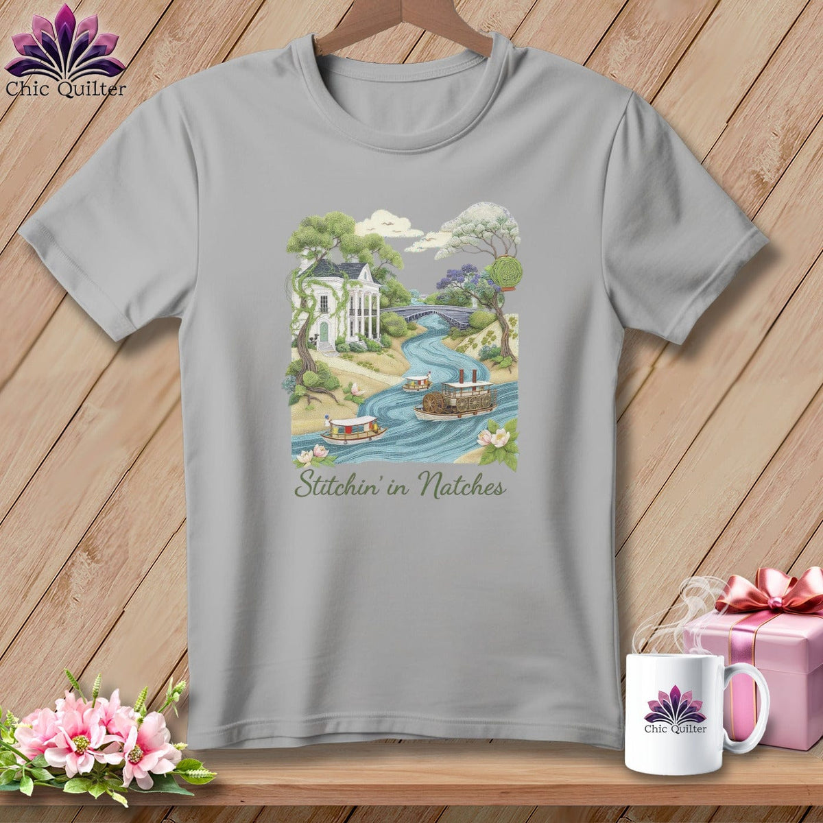 MyDesigns Physical Item S / Athletic Heather Stitchin' in Natchez ~ Relaxed Fit Tee