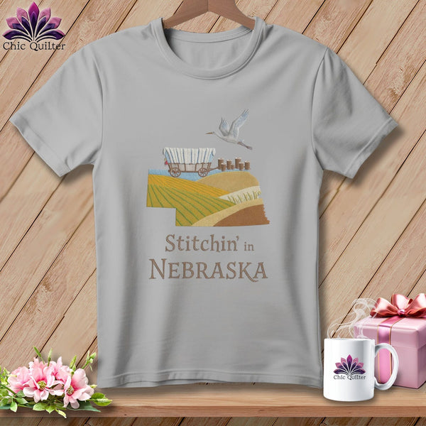 MyDesigns Physical Item S / Athletic Heather Stitchin' in Nebraska ~ Relaxed Fit Tee