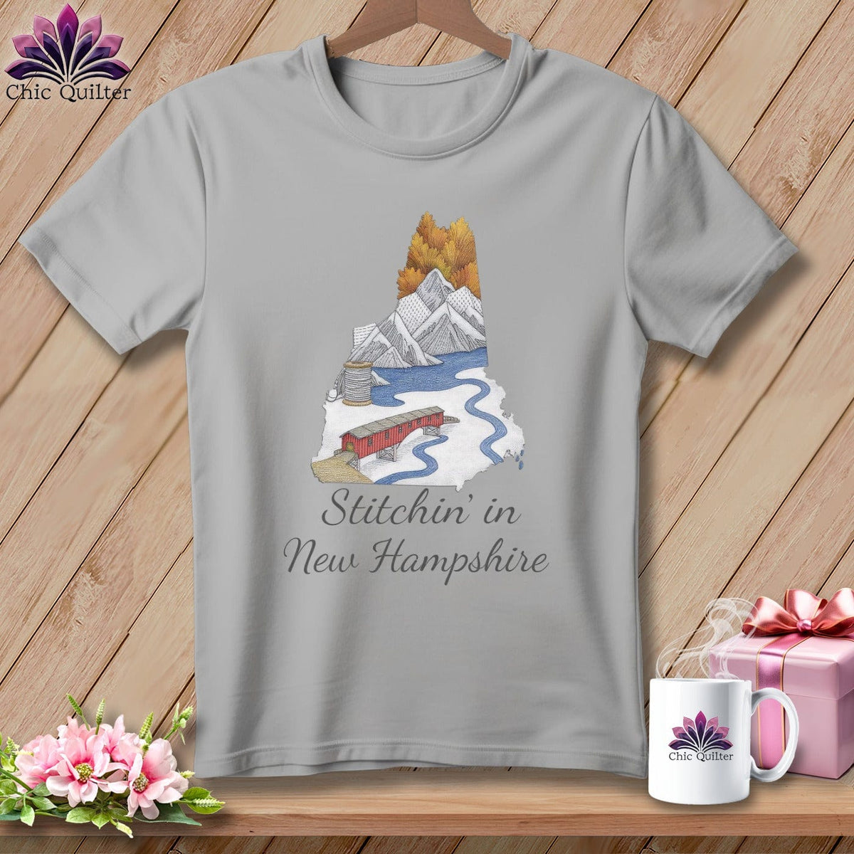 MyDesigns Physical Item S / Athletic Heather Stitchin' in New Hampshire ~ Relaxed Fit Tee