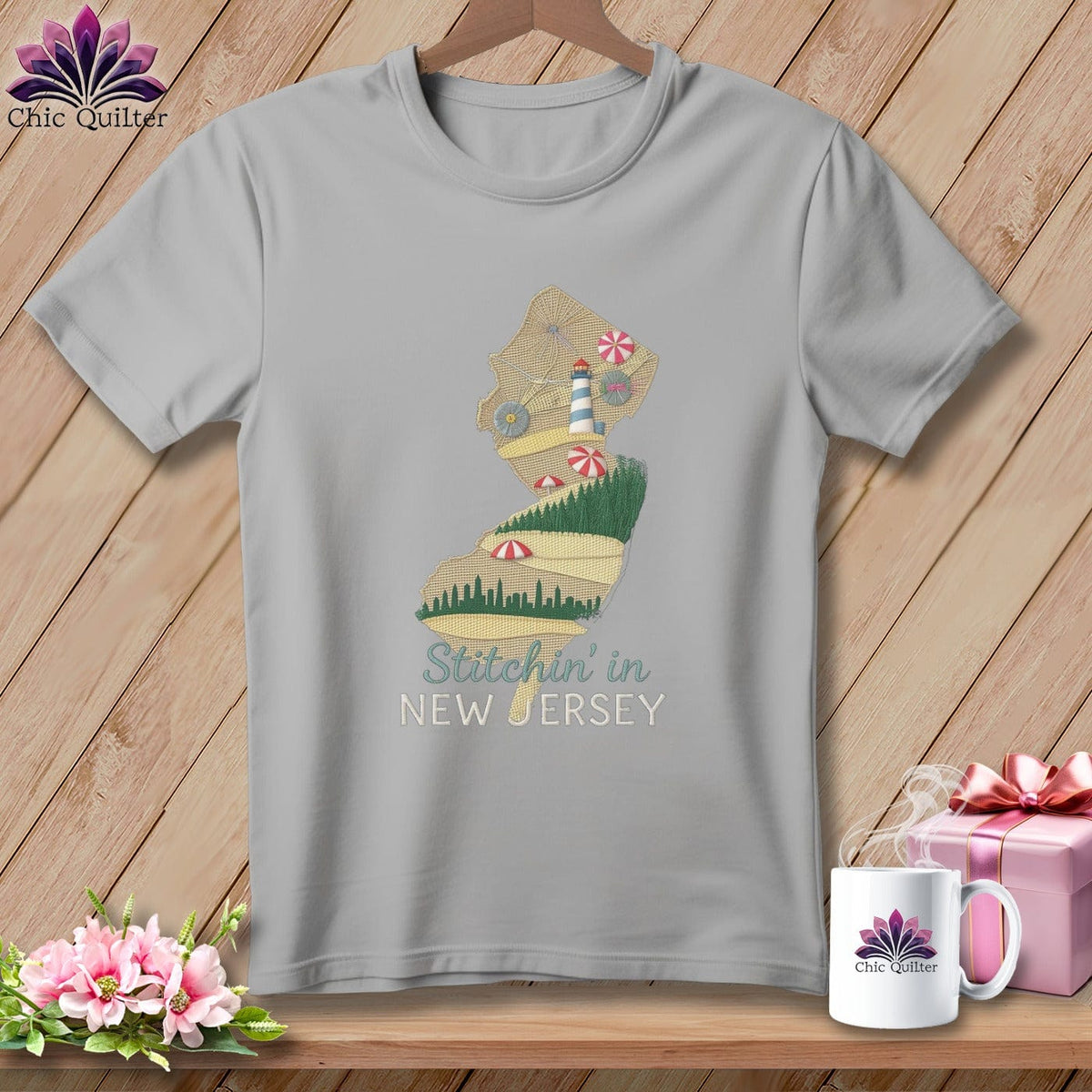 MyDesigns Physical Item S / Athletic Heather Stitchin' in New Jersey ~ Relaxed Fit Tee