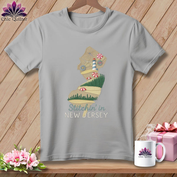 MyDesigns Physical Item S / Athletic Heather Stitchin' in New Jersey ~ Relaxed Fit Tee