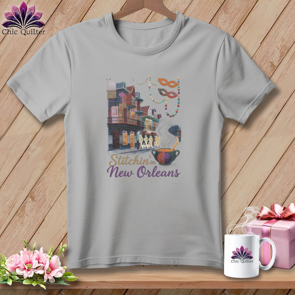 MyDesigns Physical Item S / Athletic Heather Stitchin' in New Orleans ~ Relaxed Fit Tee