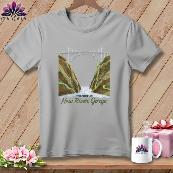 MyDesigns Physical Item S / Athletic Heather Stitchin' in New River Gorge ~ Relaxed Fit Tee