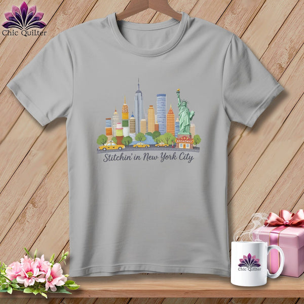 MyDesigns Physical Item S / Athletic Heather Stitchin' in New York City ~ Relaxed Fit Tee