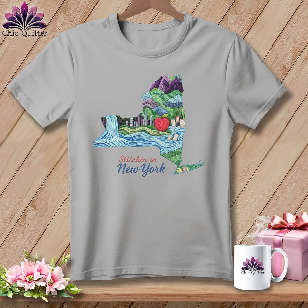 MyDesigns Physical Item S / Athletic Heather Stitchin' in New York ~ Relaxed Fit Tee