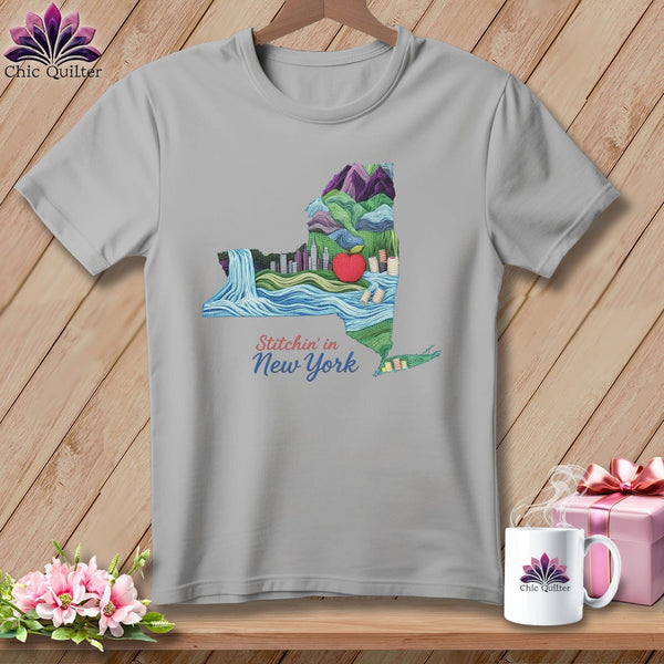 MyDesigns Physical Item S / Athletic Heather Stitchin' in New York ~ Relaxed Fit Tee
