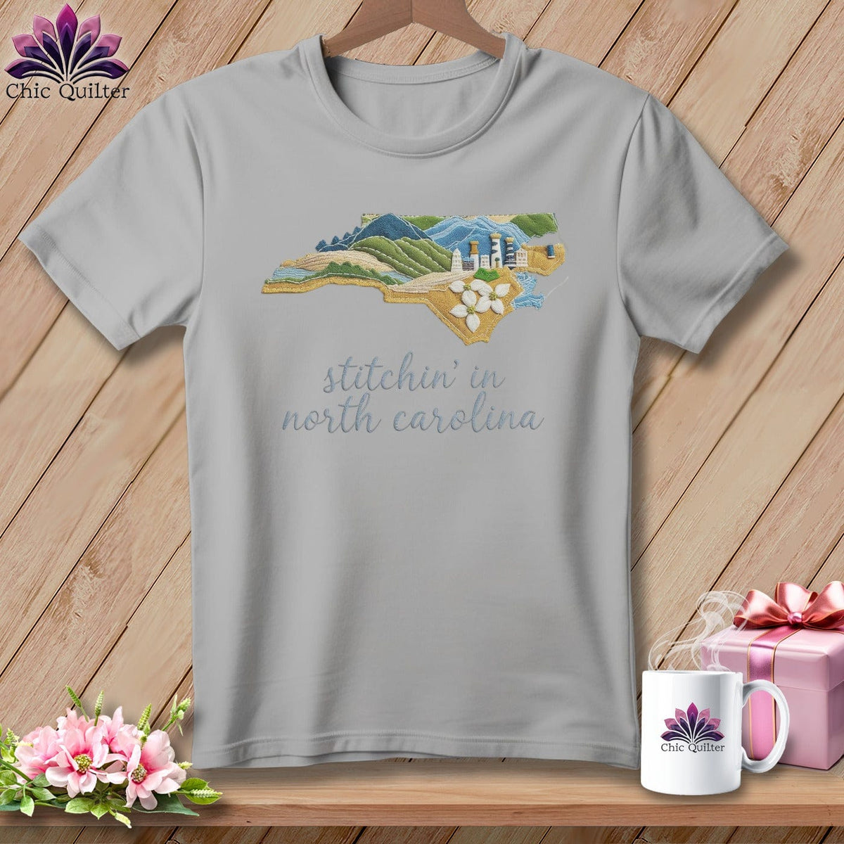 MyDesigns Physical Item S / Athletic Heather Stitchin' in North Carolina ~ Relaxed Fit Tee