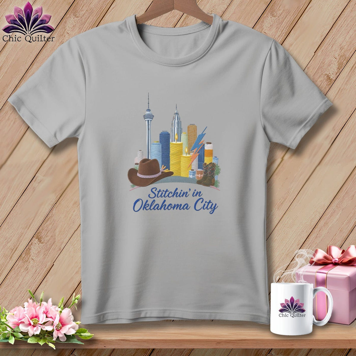 MyDesigns Physical Item S / Athletic Heather Stitchin' in Oklahoma City ~ Relaxed Fit Tee