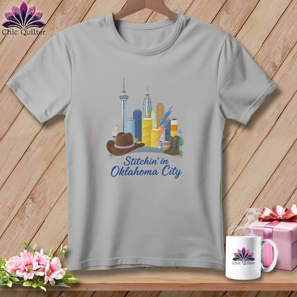 MyDesigns Physical Item S / Athletic Heather Stitchin' in Oklahoma City ~ Relaxed Fit Tee