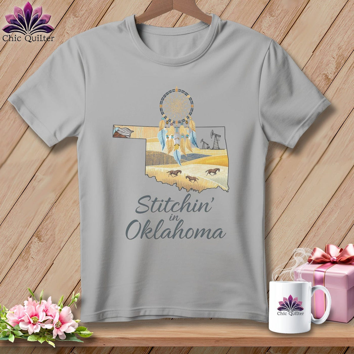 MyDesigns Physical Item S / Athletic Heather Stitchin' in Oklahoma ~ Relaxed Fit Tee