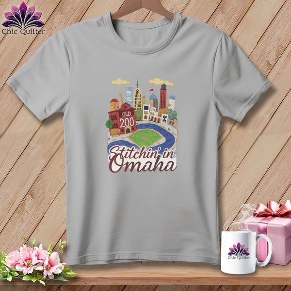 MyDesigns Physical Item S / Athletic Heather Stitchin' in Omaha ~ Relaxed Fit Tee