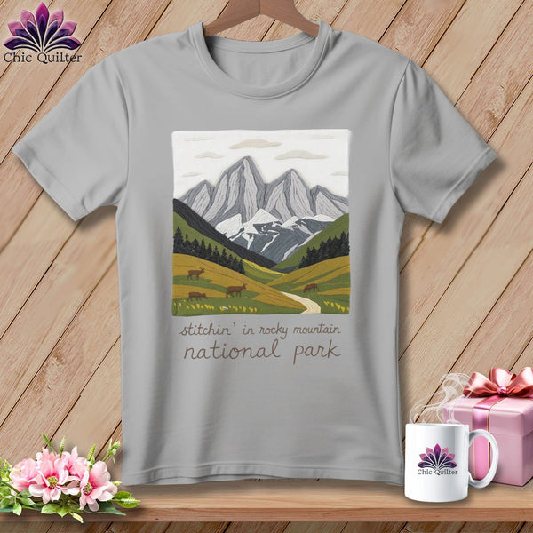 MyDesigns Physical Item S / Athletic Heather Stitchin' in Rocky Mountain National Park ~ Relaxed Fit Tee