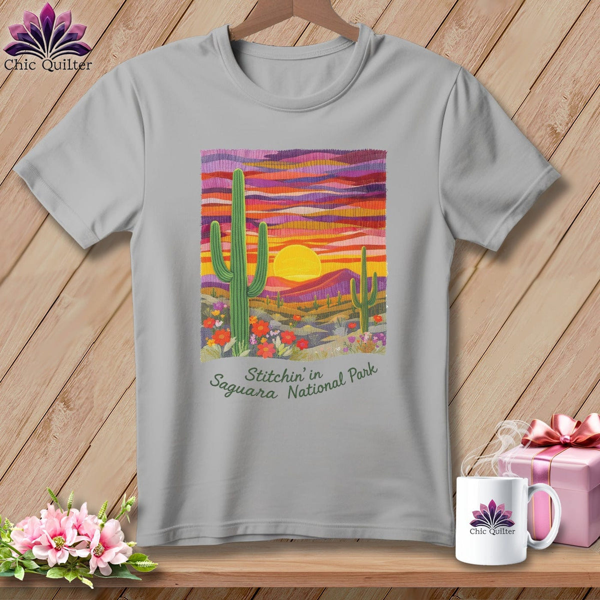 MyDesigns Physical Item S / Athletic Heather Stitchin' in Saguaro National Park ~ Relaxed Fit Tee