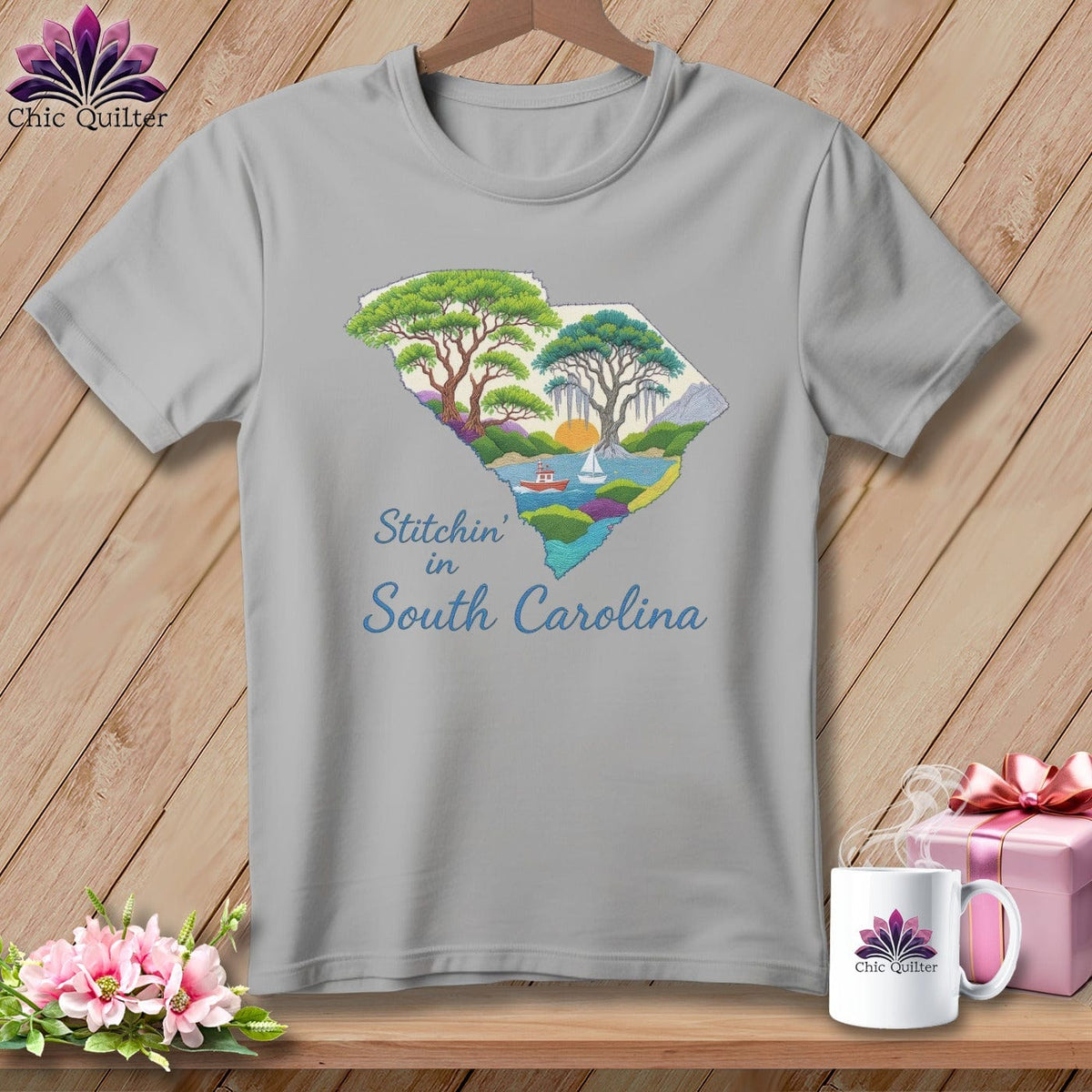 MyDesigns Physical Item S / Athletic Heather Stitchin' in South Carolina ~ Relaxed Fit Tee