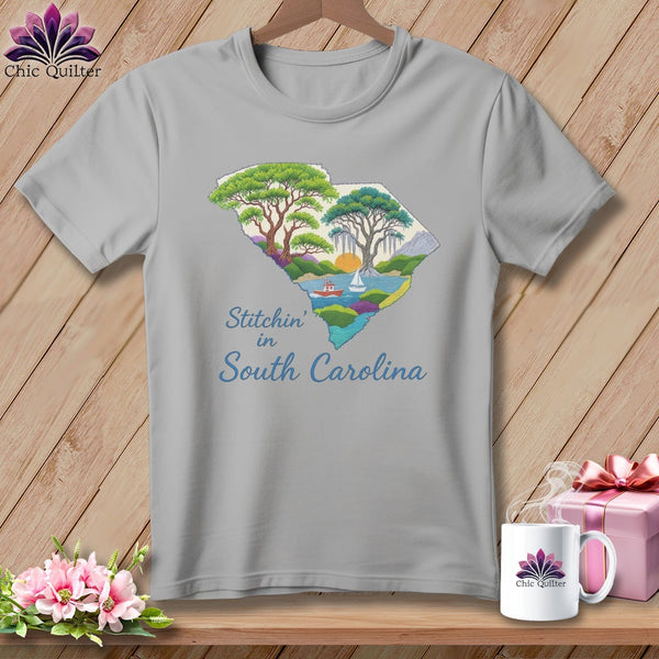MyDesigns Physical Item S / Athletic Heather Stitchin' in South Carolina ~ Relaxed Fit Tee