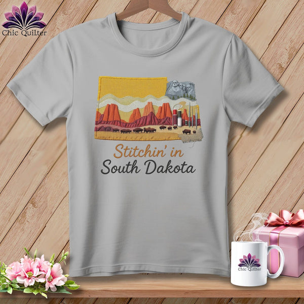 MyDesigns Physical Item S / Athletic Heather Stitchin' in South Dakota ~ Relaxed Fit Tee