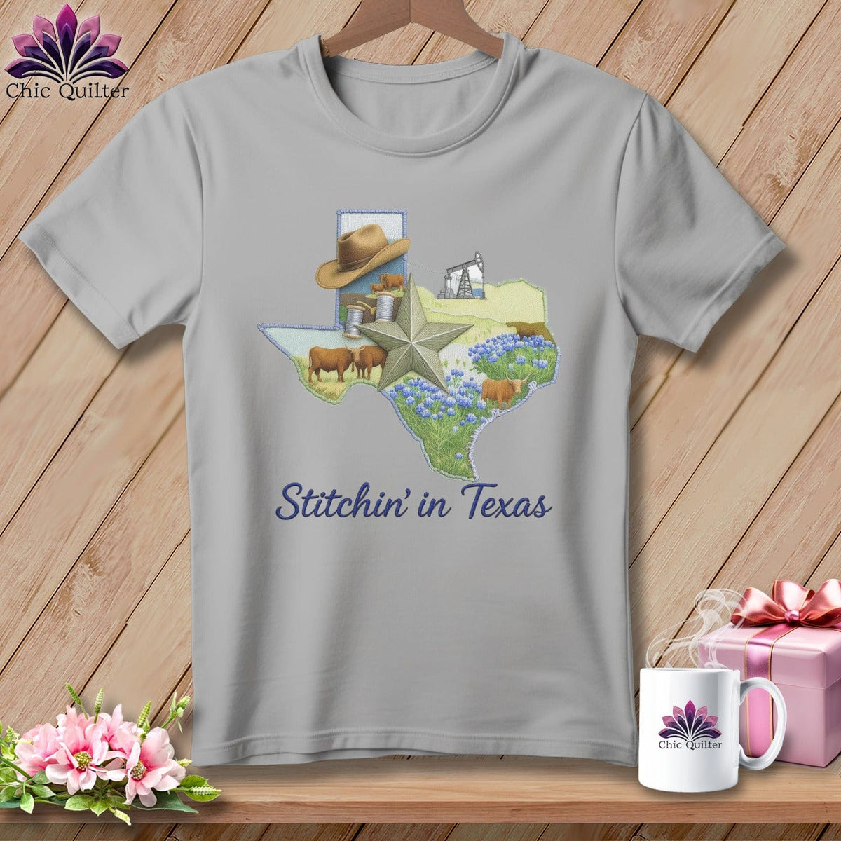 MyDesigns Physical Item S / Athletic Heather Stitchin' in Texas ~ Relaxed Fit Tee