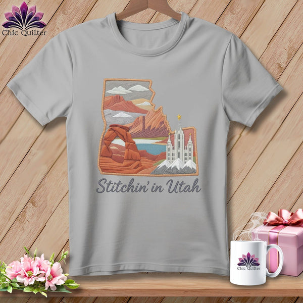 MyDesigns Physical Item S / Athletic Heather Stitchin' in Utah ~ Relaxed Fit Tee