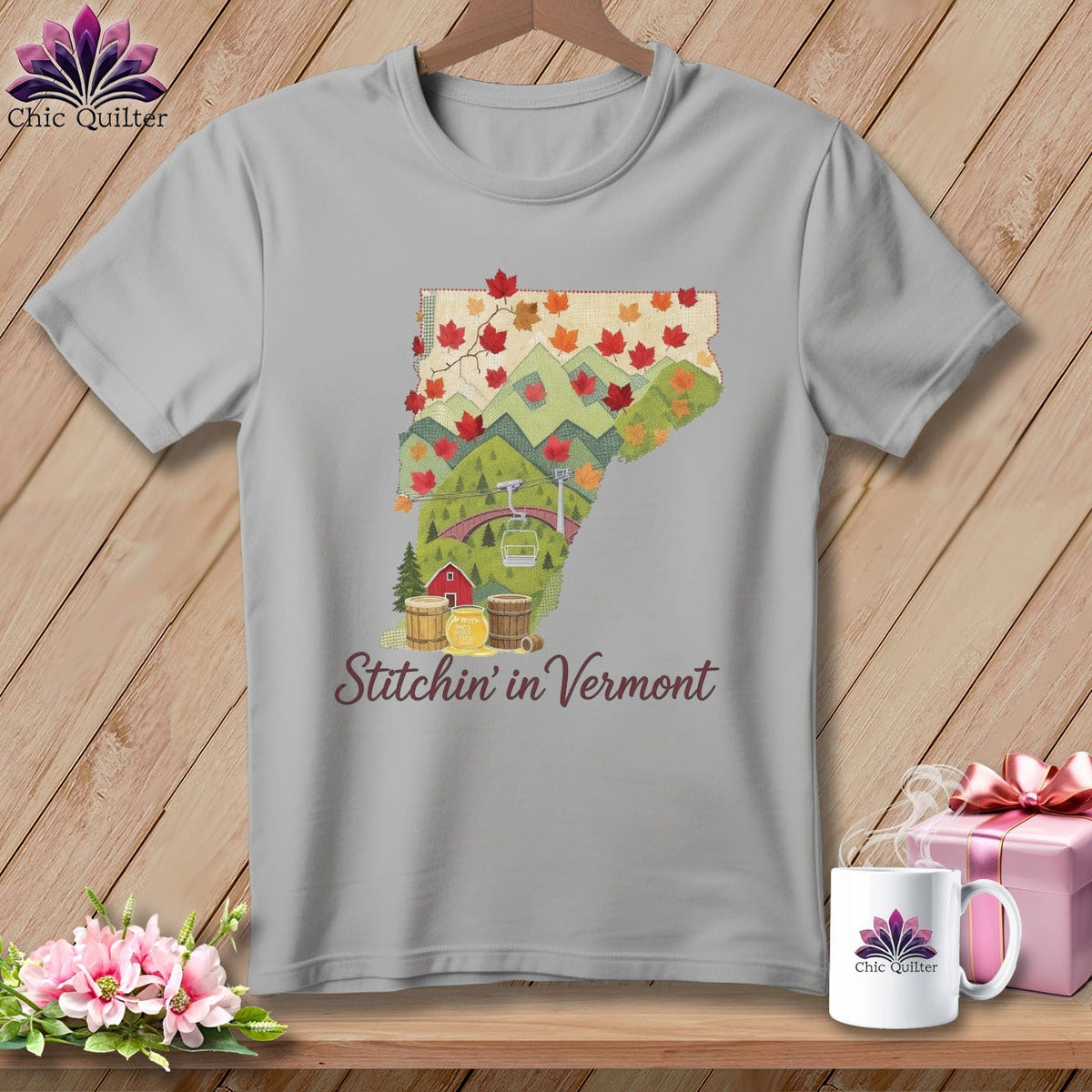 MyDesigns Physical Item S / Athletic Heather Stitchin' in Vermont ~ Relaxed Fit Tee