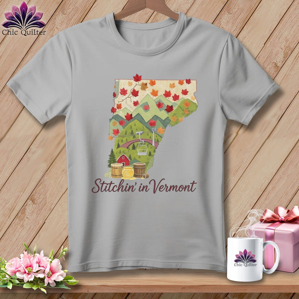 MyDesigns Physical Item S / Athletic Heather Stitchin' in Vermont ~ Relaxed Fit Tee