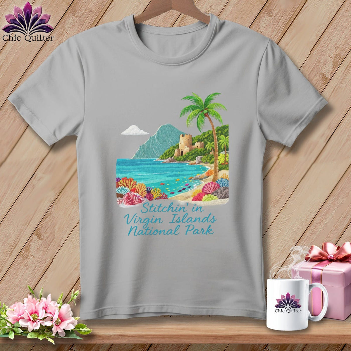 MyDesigns Physical Item S / Athletic Heather Stitchin' in Virgin Islands National Park ~ Relaxed Fit Tee