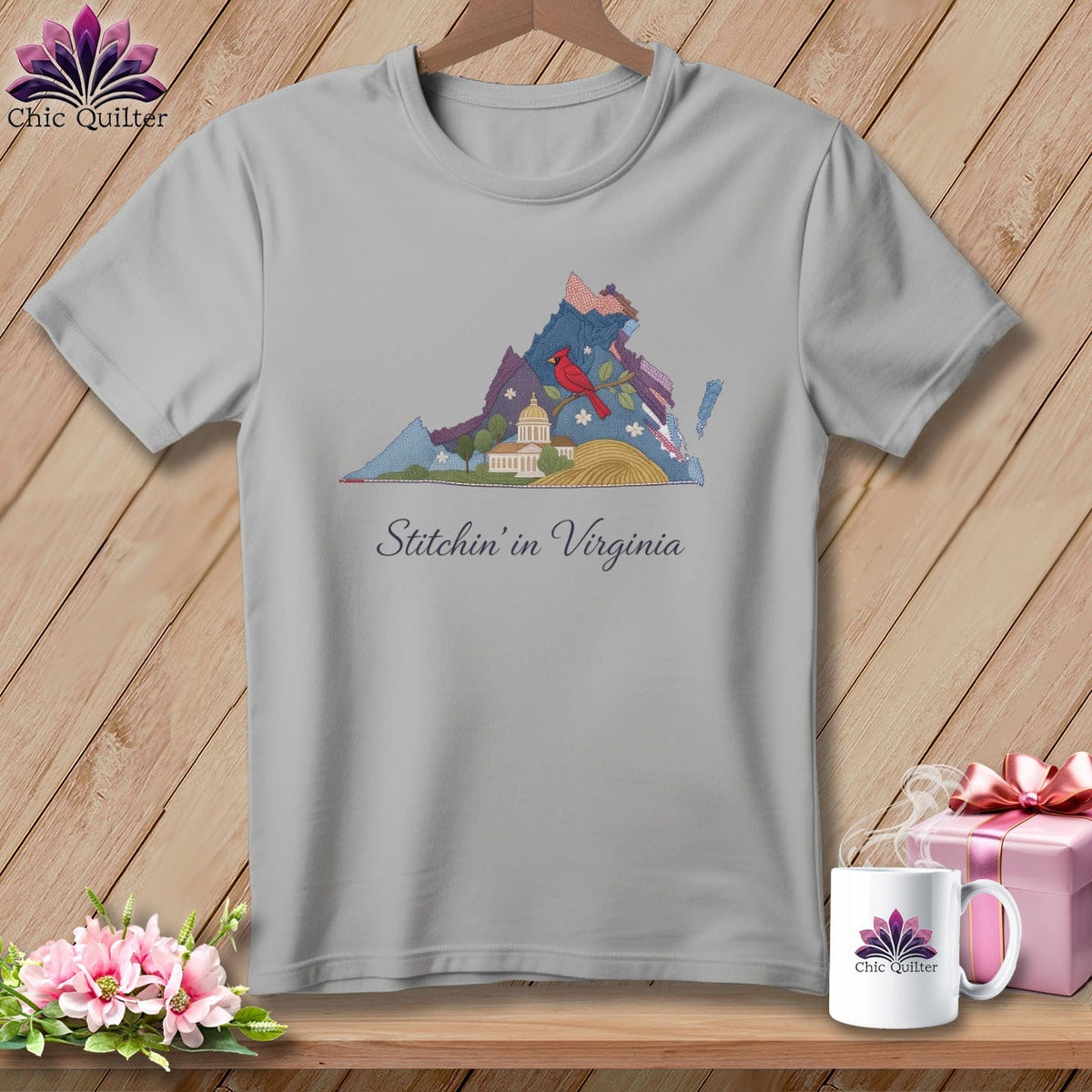 MyDesigns Physical Item S / Athletic Heather Stitchin' in Virginia ~ Relaxed Fit Tee
