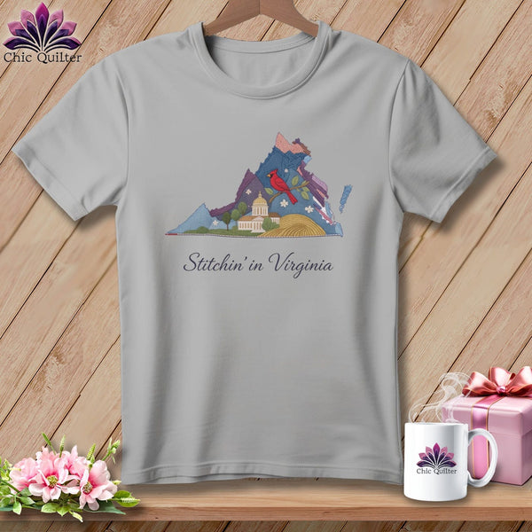 MyDesigns Physical Item S / Athletic Heather Stitchin' in Virginia ~ Relaxed Fit Tee