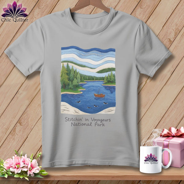 MyDesigns Physical Item S / Athletic Heather Stitchin' in Voyageurs National Park ~ Relaxed Fit Tee