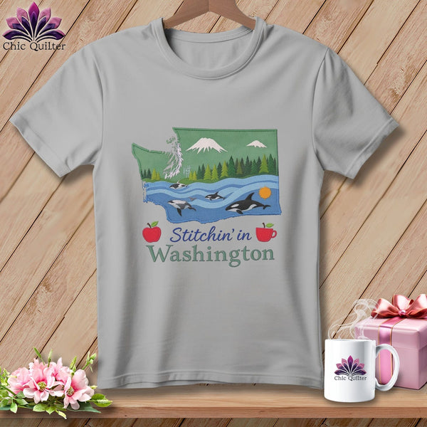 MyDesigns Physical Item S / Athletic Heather Stitchin' in Washington ~ Relaxed Fit Tee