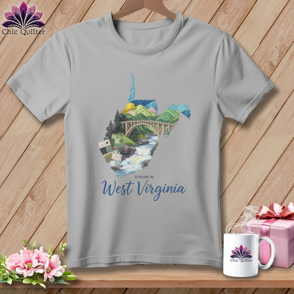 MyDesigns Physical Item S / Athletic Heather Stitchin' in West Virginia ~ Relaxed Fit Tee