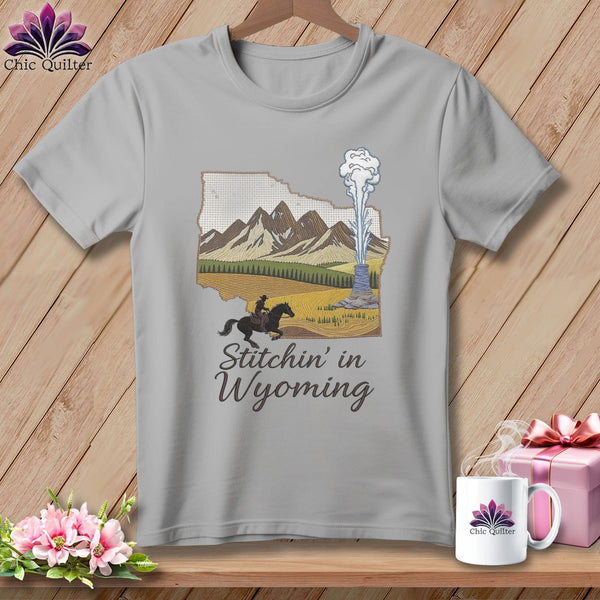 MyDesigns Physical Item S / Athletic Heather Stitchin' in Wyoming ~ Relaxed Fit Tee